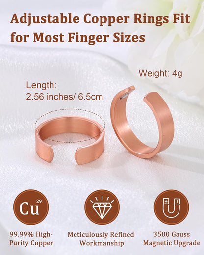 Magnetic Therapy Rings for Men, Copper Ring for Fingers Thumb Solid Pure Copper Jewelry Gift (Set of 4)